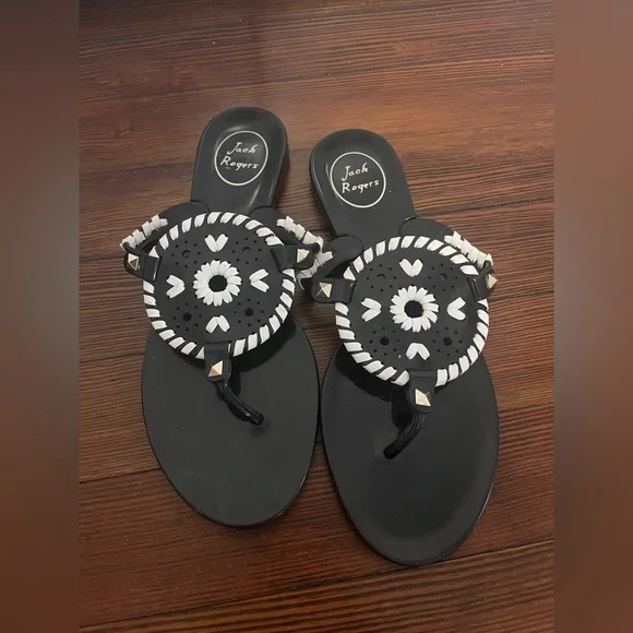 Jack Rogers Jelly Sandals Black/Gold Size 7 - Picture 3 of 4